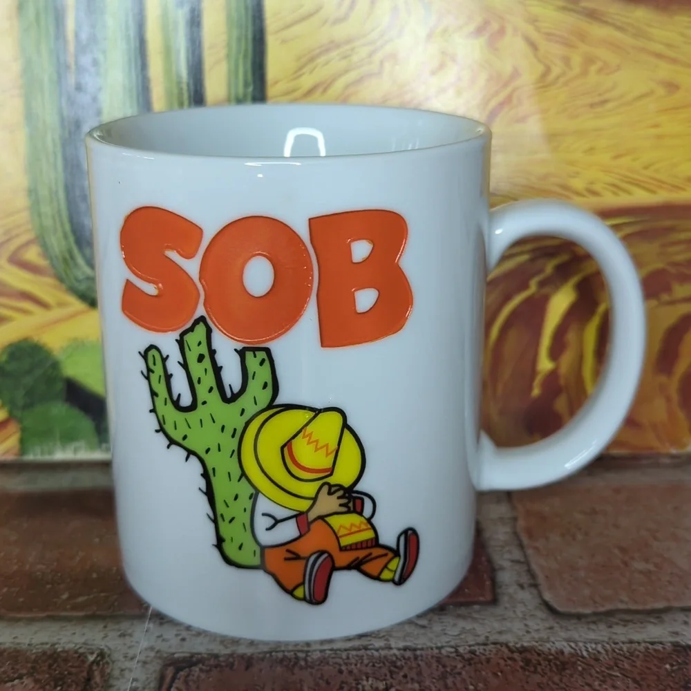 Vintage SOB South of the Border or Son‎ of a B Napping Mexican Cactus Mug